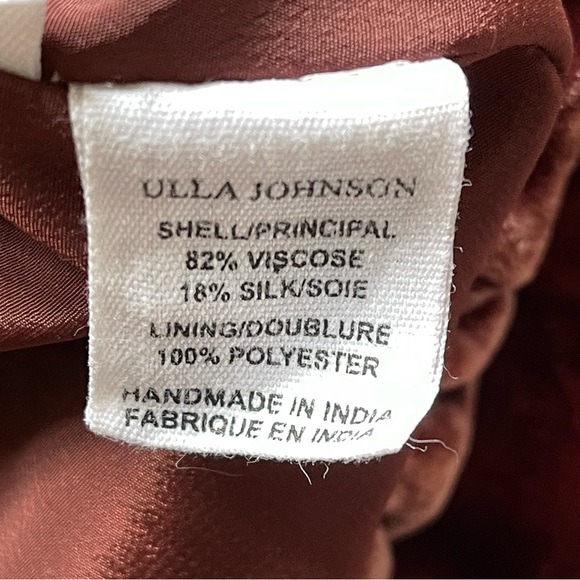 Ulla Johnson Elisa One Shoulder Bow Velvet Midi Dress Puce Dark Cherry Red Sz 4 - Picture 11 of 14